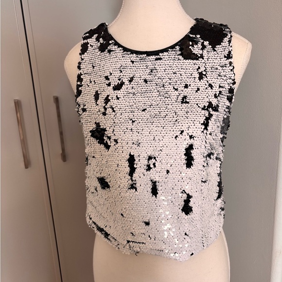 Lucy Paris Black and White Sequin Tank Top - Picture 2 of 11